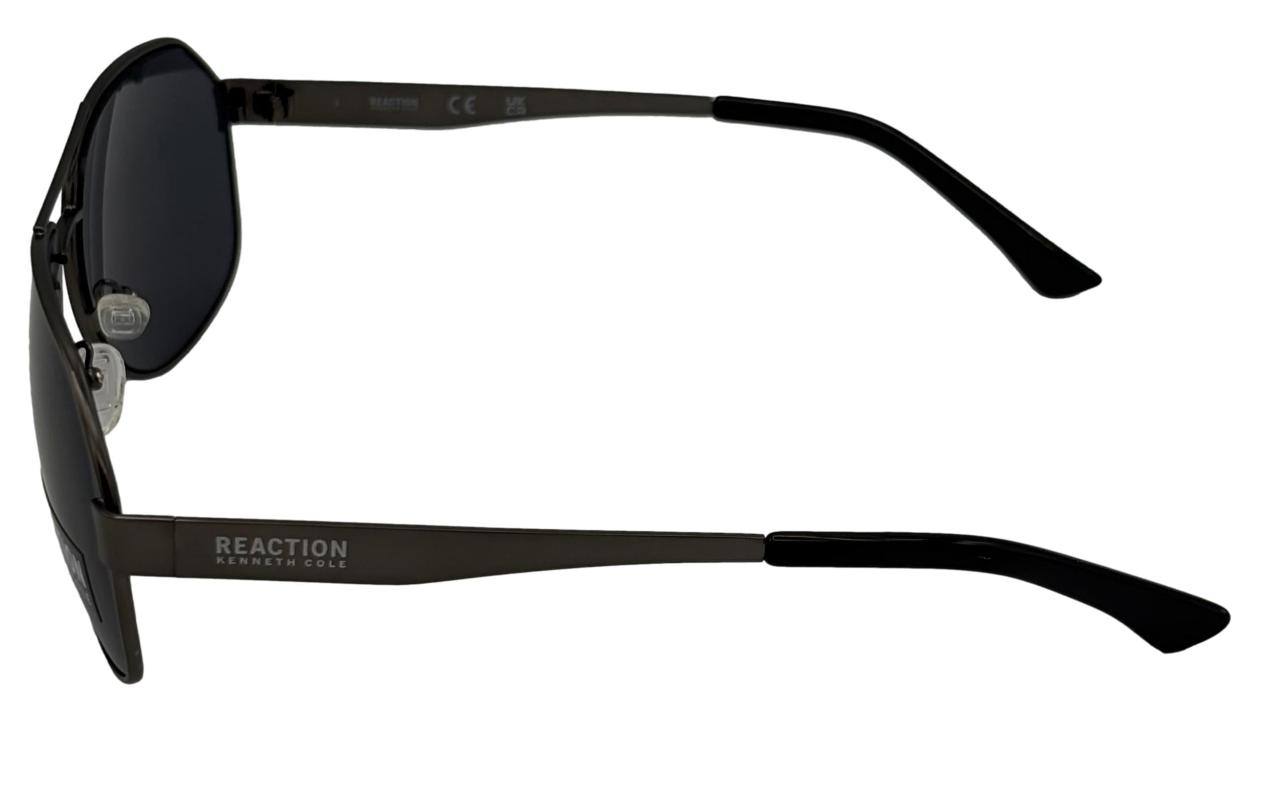 Kenneth Cole Reaction Mens Gunmetal / Metal Aviator Fashion Sunglasses with Pouch