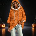 thumbnail image 3 of FGVCTG Halloween Sweatshirts for Women Drawstring 3/4 Sleeve Halloween Hoodie Ghost Graphic Spooky Oversized Pullover Hoodies Ginger L, 3 of 5