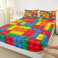 thumbnail image 3 of Castle Fairy Boys Building Blocks 3pcs Twin Sheet Sets,Construction Game Twin Fitted Sheet,Colorful Brick Breathable Flat Sheet,Luxury Bedroom Decor, 3 of 7