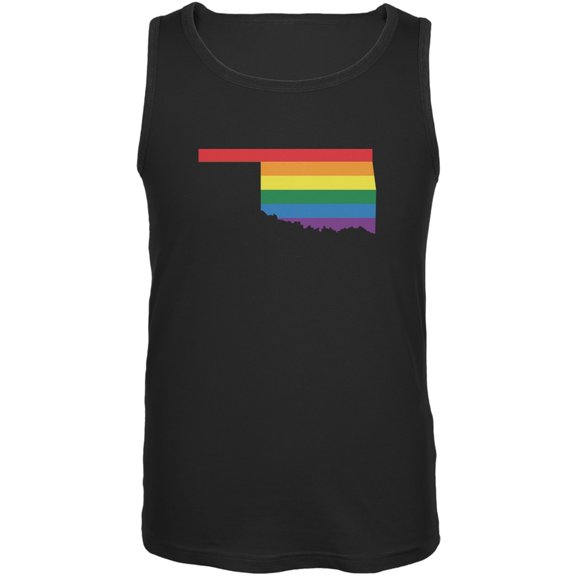 Oklahoma LGBT Gay Pride Rainbow Black Adult Tank Top - X-Large