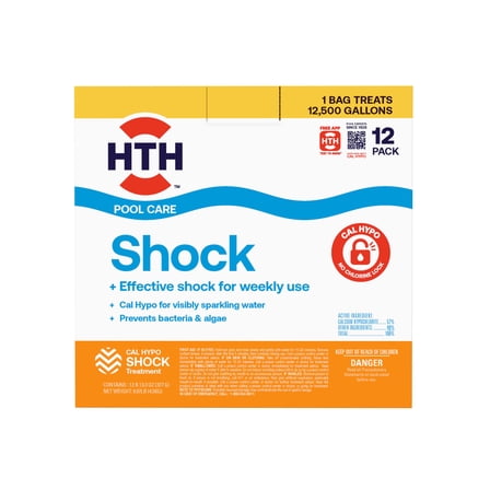 HTH Pool Care Chlorine Shock Granules for Algae Prevention, Fast-Acting, 12 pack
