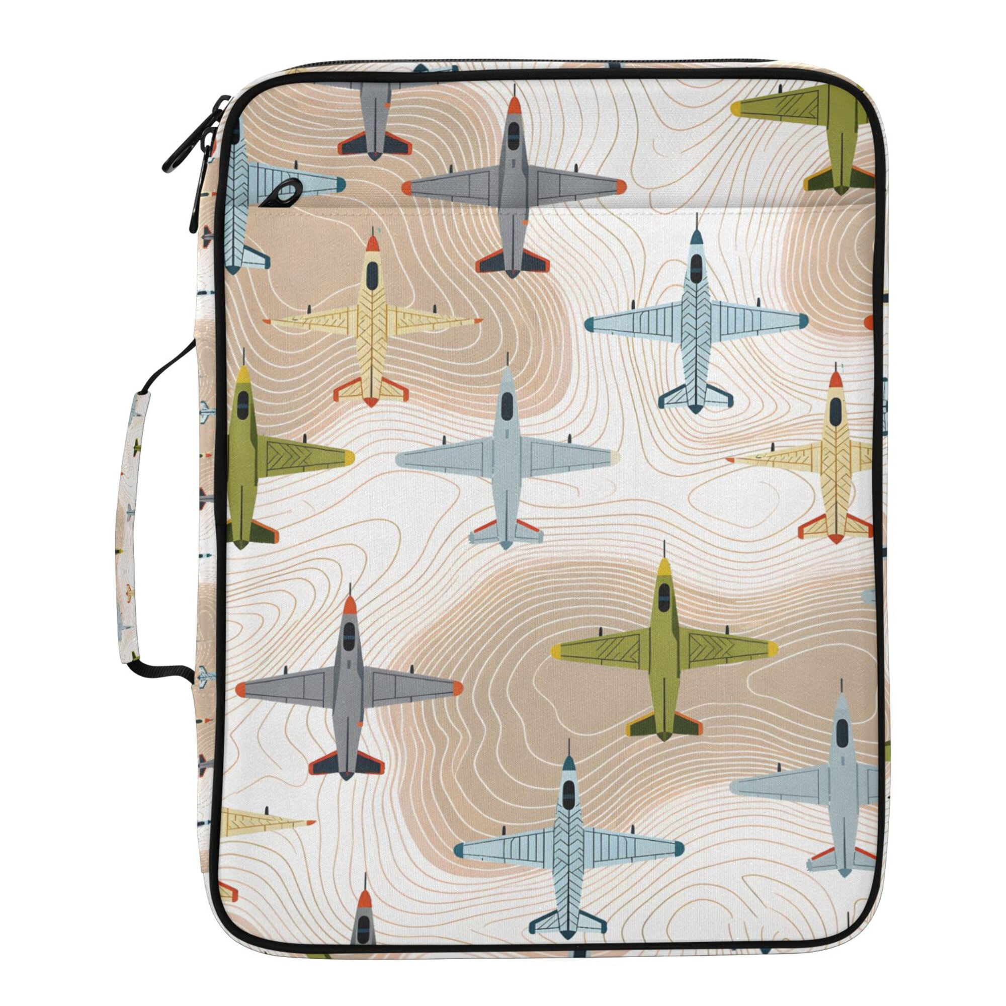 FORMRS Accordion File Folder A4 Size 7-Pocket Expanding Document Organizer Bag with 3 Ring Binder, Colorful Airplanes Pattern