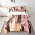 thumbnail image 2 of Manfei Modern Abstract Art Twin Bedding Sets 7-Piece, Pink Orange Stripes Geometric Bedding Comforter Set, Oil Printing Reversible Sheet Sets, Lightweight Room Decor, 2 of 7