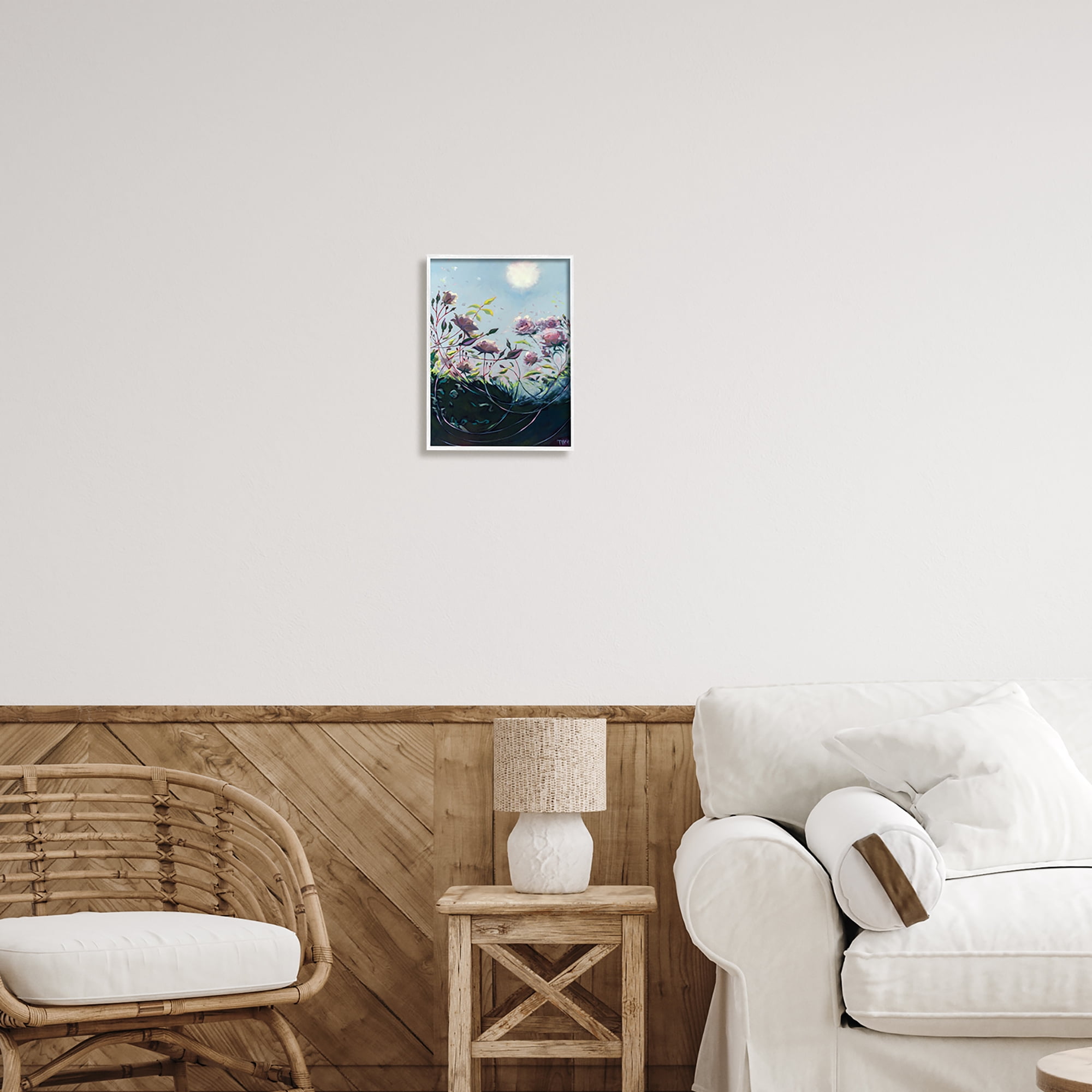 Stupell Industries Surreal Intertwining Flower Stems Modern Sky Landscape Painting White Framed Art Print Wall Art, Design by Lisa Timmerman