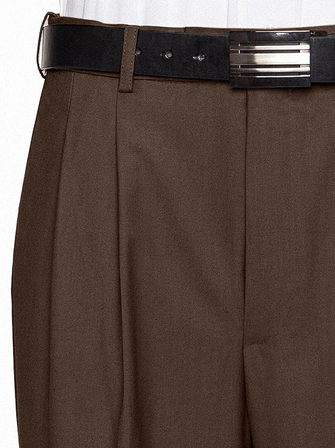 Giovanni Uomo Mens Pleated Front Adjustable Waist Dress Pants Brown 32W