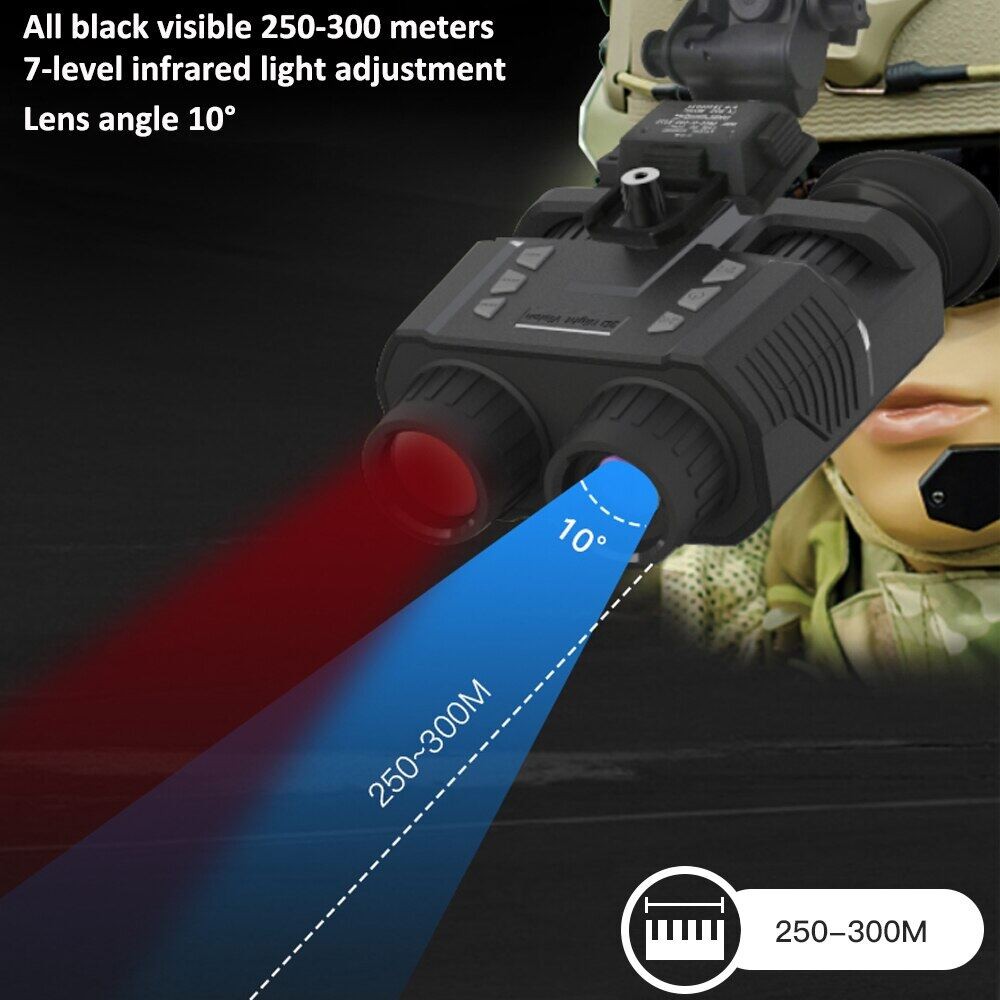 BekinTek 4K 3D Helmet Mounted Night Vision Binoculars Head Mountable Telescope Rechargeable NVG Goggles Full Dark Observe 8x Digital Zoom 4K Video 36M Photo Vision Compensation