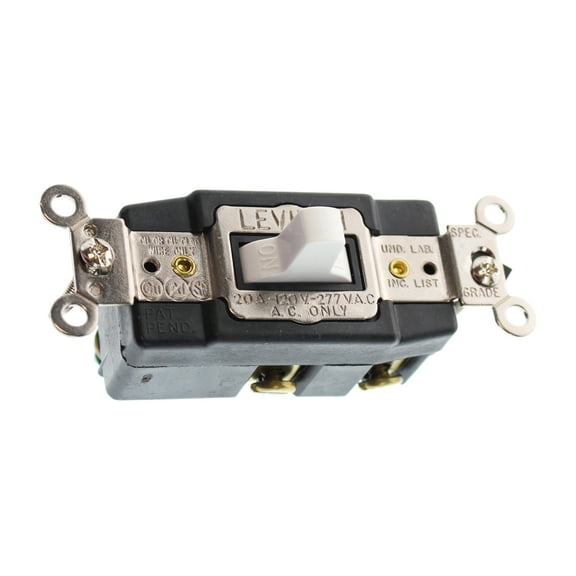 Leviton 1285-W 20-Amp 120/277-Volt Toggle Single-Pole AC Quiet Switch, White
