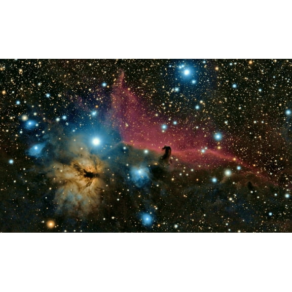 24"x14" Photographic Print Poster The Horsehead and The Flame Nebulae IC434, Barnard 33
