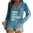 thumbnail image 2 of Blue Womens Sweatshirt Sorry Can'T Football Bye New Long Sleeved V Neck Hoodie Plus Size Women's Clothing Fall Clothes for Women, 2 of 4