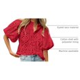 thumbnail image 4 of Blusa PRETTYGARDEN de Encaje Bordado con Cuello en V Roja XXL, 4 of 9