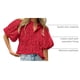 thumbnail image 4 of Blusa PRETTYGARDEN de Encaje Bordado con Cuello en V Roja XXL, 4 of 9