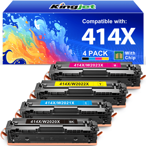 414X Toner Cartridges 4 Pack Compatible for HP 414X Toner 414A W2020X for Color Pro MFP M479fdw M454dw M454dn M479 M454 Printer (Black Cyan Magenta Yellow)