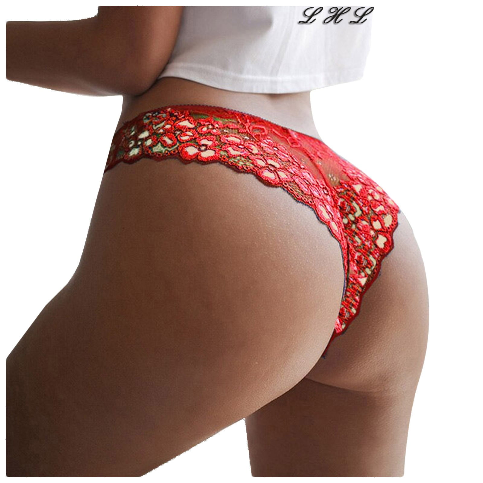 MRULIC intimates for women Women Pearl GString And Thongs Solid Low Waist  Underwear RD Red + One size