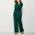 thumbnail image 4 of successthop Plus Size Jumpsuits for Women Dressy V Neck Long Sleeve One Piece Belted Button Long Lounge Wear Solid Pants, 4 of 5