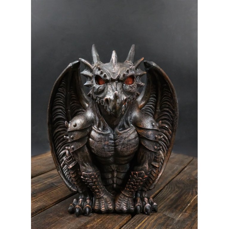 ガーゴイル ライト ゴシックドラゴン照明器具 Gothic Winged Dragon Guard Gargoyle With Translucent Eyes Candle