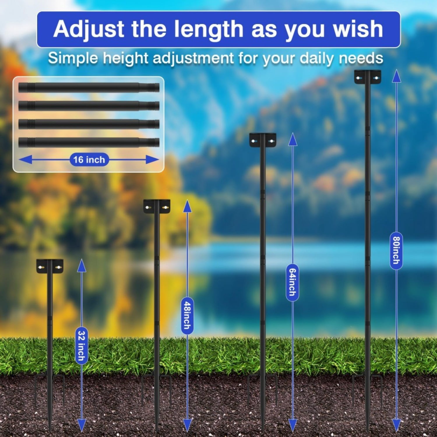 80" Heavy-Duty Adjustable Bird Feeder Pole