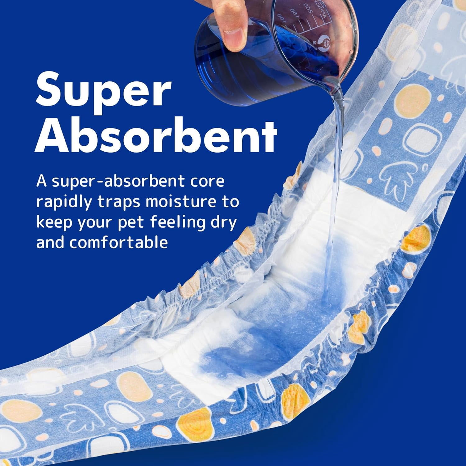 Petbb Male Dog Diapers, Disposable Male Dog Wraps with Wetness Indicator, Super Absorbent | Leak Proof Doggie Diapers for Incontinence, Marking, Puppy Training, M,18-25-inch Waist, 30 Counts