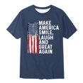 thumbnail image 4 of T-shirt Homme Grande Amérique Drapeau Lettre Imprimée Commerce Extérieur Col Rond Manches Courtes Chemises d'Été Homme Bleu Foncé m, 4 of 4