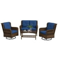 thumbnail image 2 of Outsunny Wicker Furniture Set w/ 360° Swivel Rocking Chairs, Dark Blue, 2 of 9