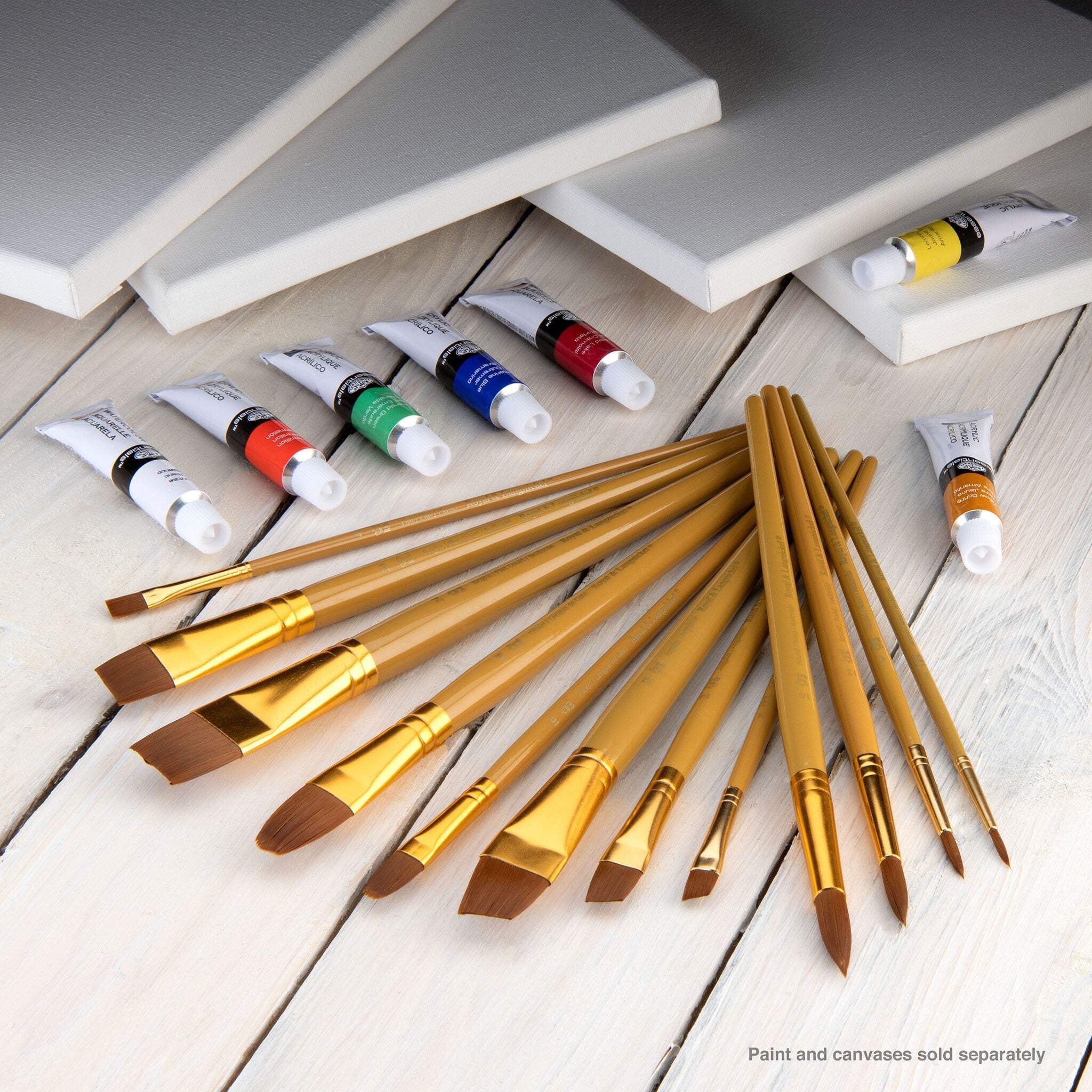 RSET-9303 | 12pc Brown Taklon Long Handle Variety Brush Set