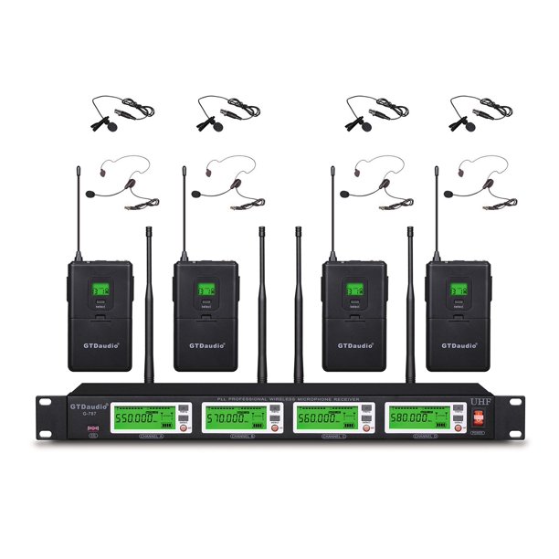 Sistema de micrófono lavalier inalámbrico GTDaudio G-787, alcance de 150 m
