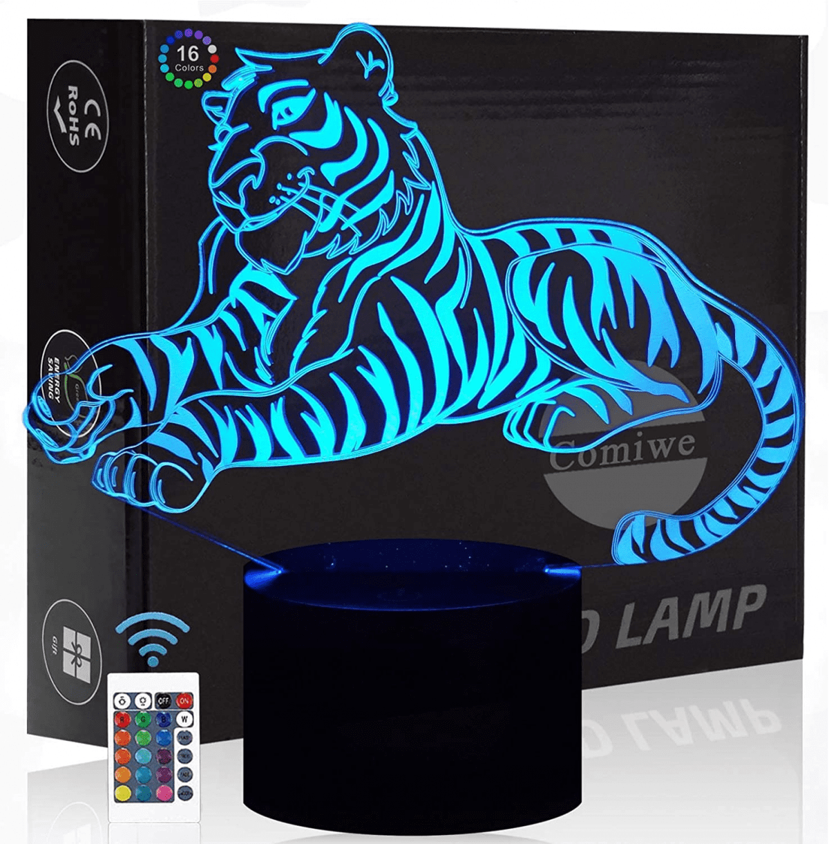 Comiwe Dolphin 3D Illusion Night Light Toys,16 Colors Change Smart Touch & Remote Control,Home Decor LED Bedside Table Desk Lamp,Christmas Birthday Gift for Girls Boys Kids Adults Friends & Family 