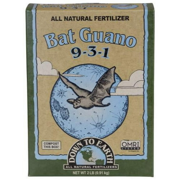 Down to Earth Bat Guano Natural Fertilizer, 2 lb with OMRI Listed