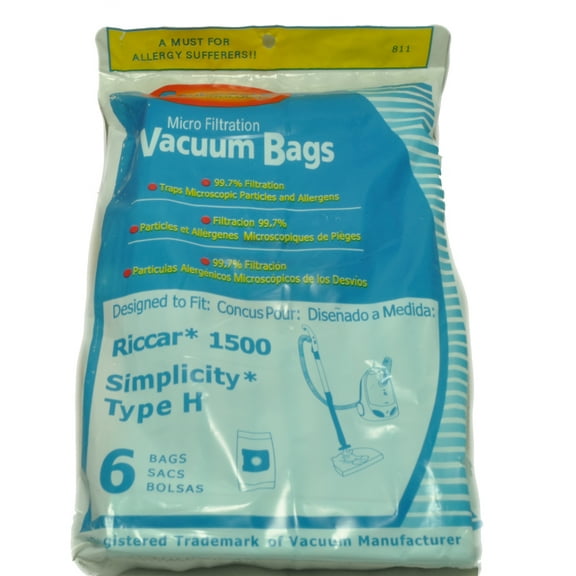 Riccar 1500 And Simplicity Type H Canister Vacuum Cleaner Microfiltratioin Bags