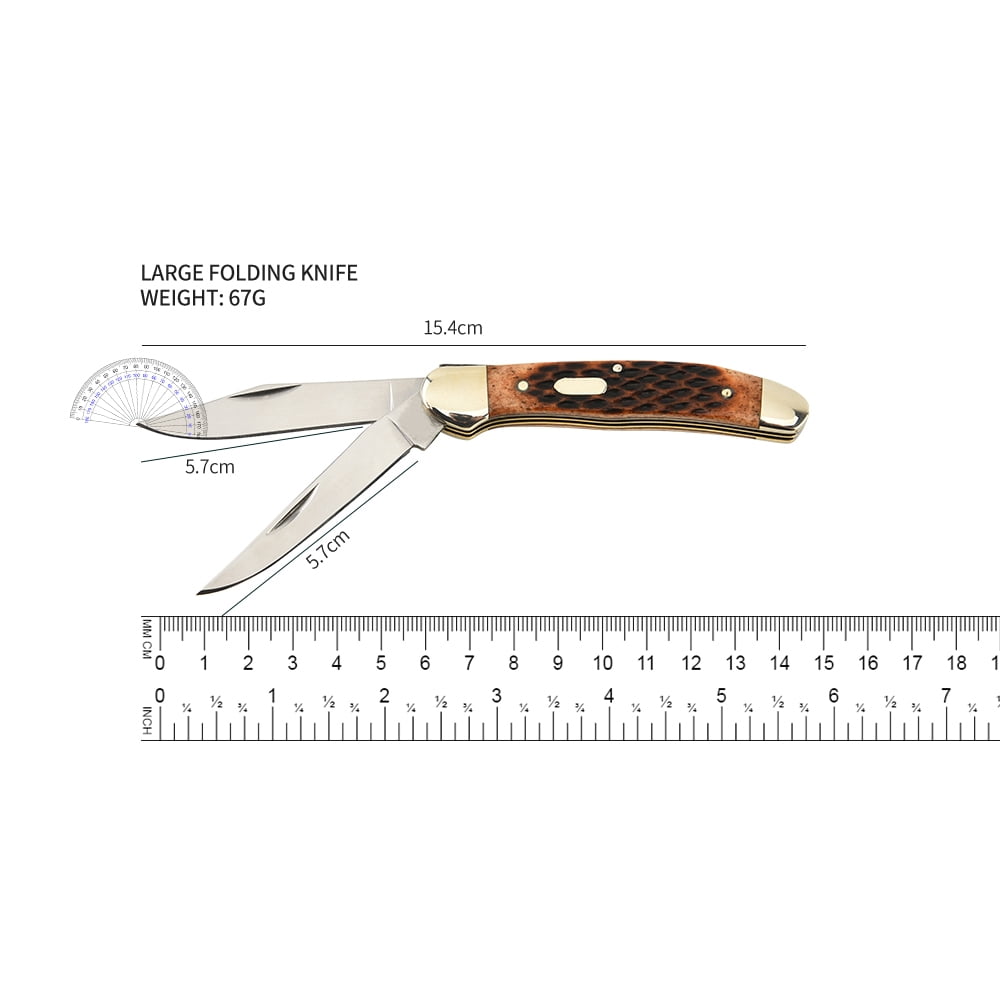 Classic White Copper Folding Knife EDC Tool, Cow Bone Handle, Ideal Camping Survival Gift