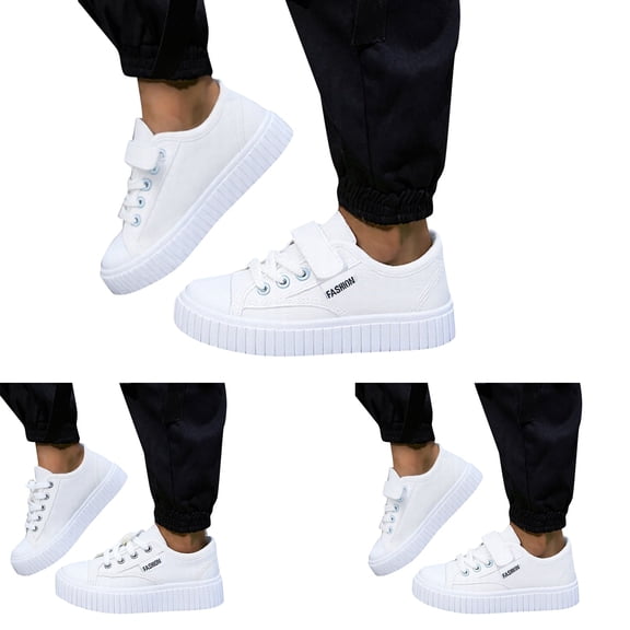Kids' White Slip On Sneakers Lightweight Casual Walking Running Shoes With Soft Fit Beige 5 Y