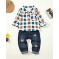 thumbnail image 2 of 18 Months Boy Clothes Winter Toddler Boy Outfits 2T Flannel Plaid Shirt Denim Jeans Pants Set Fall Clothing Size 18-24 Months Boy Clothes, 2 of 6