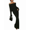 thumbnail image 2 of Women'S Fall Off Shoulder Bodycon Sweater Dress Formal Long Sleeve Elegant Club Party Midi Maxi Dresses Black M, 2 of 9