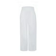 thumbnail image 5 of JWZUY Womens Wide Leg Pants Straight Trouser Elastic High Waist Full Pants Plus Size Solid Pleated Pant Culottes Pant with Pocket White XL, 5 of 5