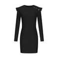 thumbnail image 5 of safuny Women's Knee Length Pencil Dress Solid Diamond Holiday Elegant Leisure Zipper Long Sleeve Retro Fashion Winter Scoop Neck Fall Dress Black L, 5 of 7