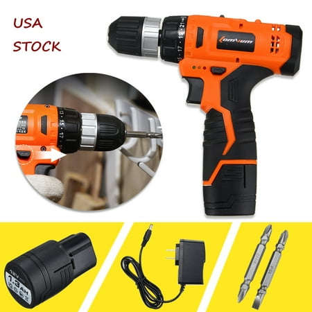 Mini Portable 12V Electric Cordless Drill Hammer Driver 0-1250R/MIN Speed Power Tools Home Decor Battery Driver Screwdriver 2 Speed