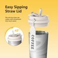 thumbnail image 3 of 18oz Travel Coffee Mug, 316 Stainless Steel Vacuum Insulated Tumbler with 2-in-1 Straw Lid & Strap, Liquid & Marble Print, 3 of 6
