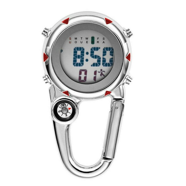 CUITING 1X Carabiner Watch Hikers Backpack Clip On Band Carabiner Digital Sports Fob Watch Luminous