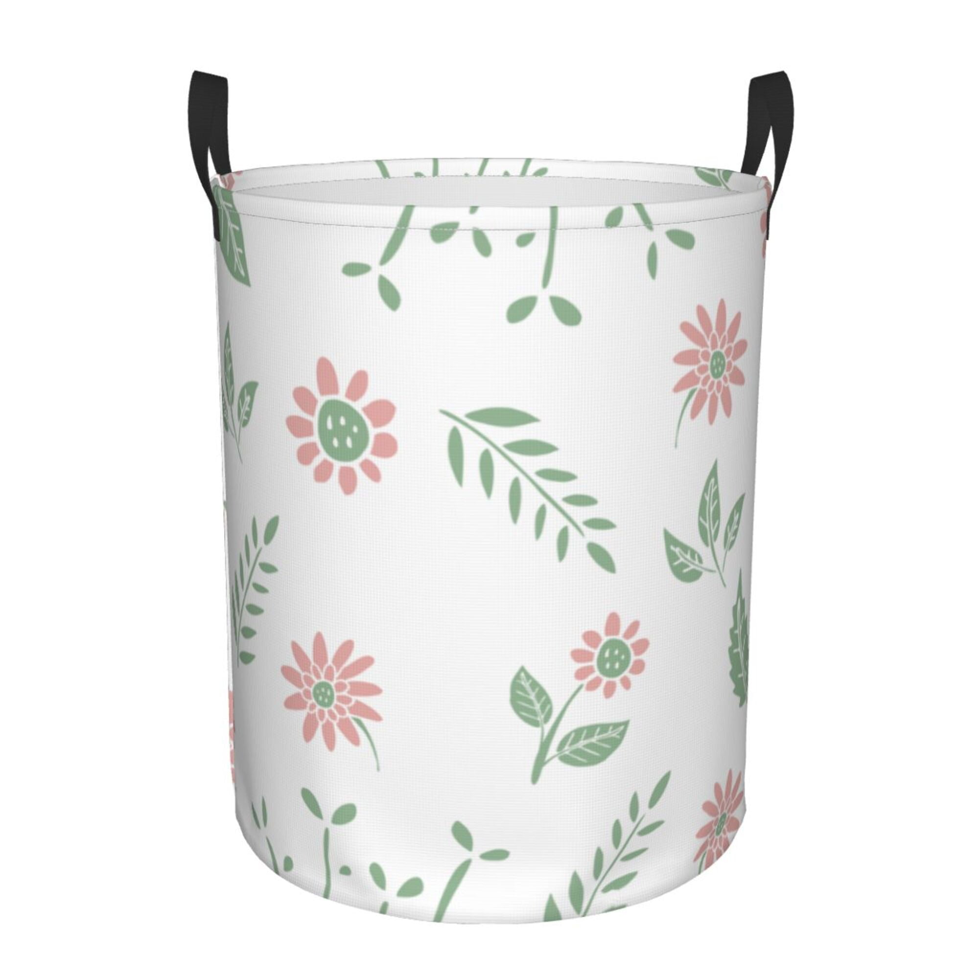 Yellow Flower Print Laundry Basket