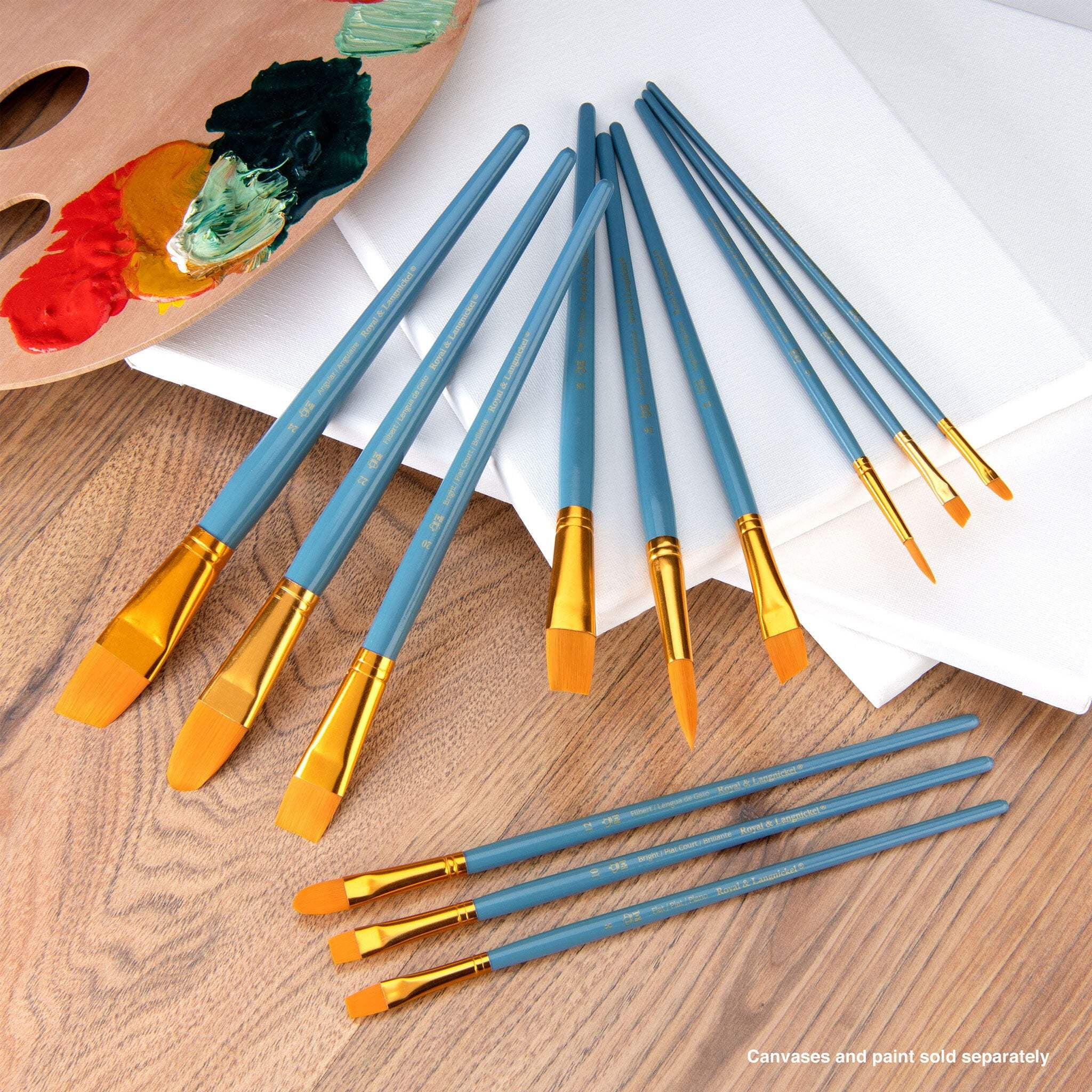 Royal & Langnickel 12pc Golden Taklon Long Handle Variety Brush Set