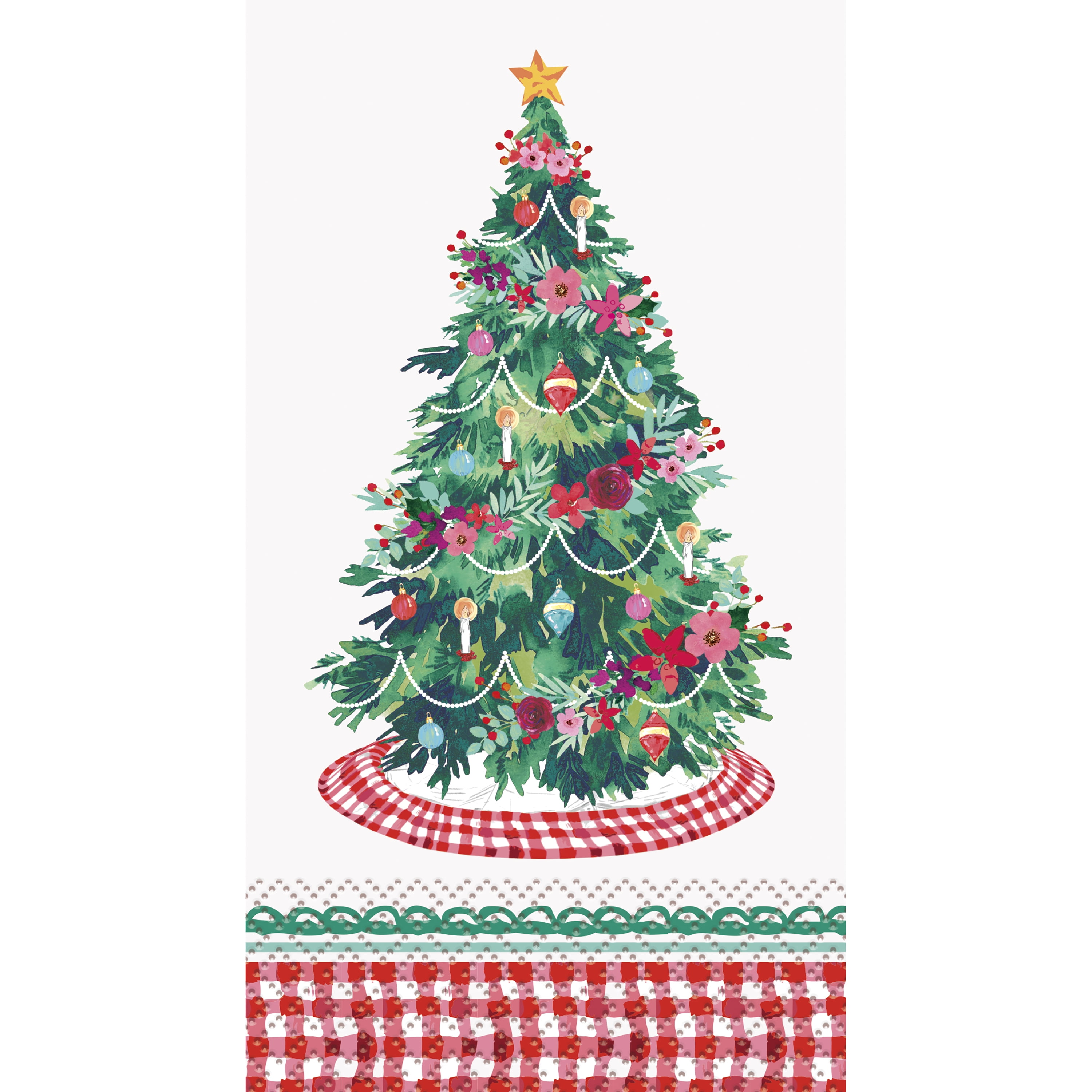 Pioneer Woman Christmas Pine Paper Guest Napkins, 7.75in x 4.5in, 48ct