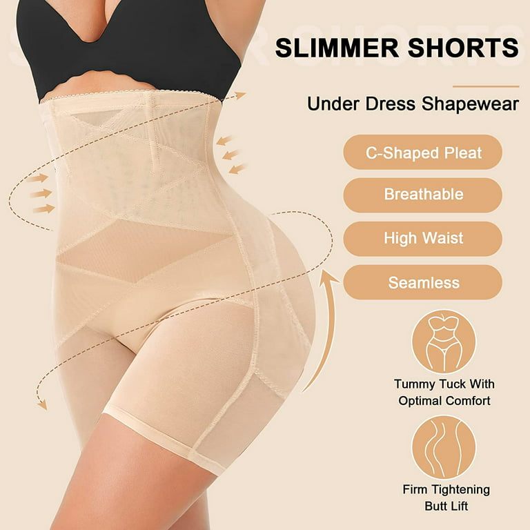 Nebility Waist Trainer for Women High Waist Tummy Control Panty Lace Butt  Lifter Shapewear Slim Body Shaper Shorts (Small, Beige) at  Women's  Clothing store