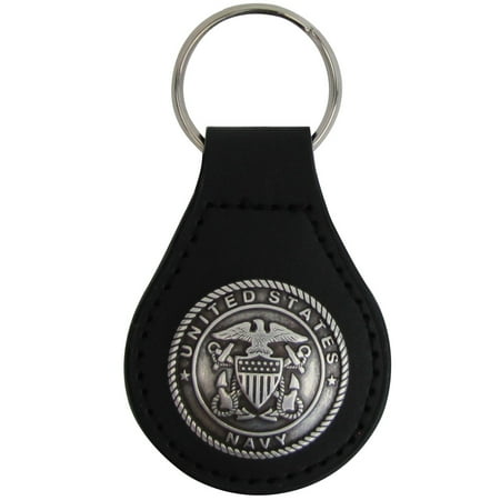 Leather Keychain Ring - Silver US Navy Seal Leather Car Keyfob Truck Key Ring Chain Fob Keyring Keychain