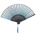 thumbnail image 6 of BIMZUC Japanese Silk Folding Bamboo Hand Fan for Women Summer Cooling Props Decoration, Blue, 6 of 8