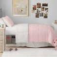 thumbnail image 5 of The Sheet Lab Reversible Box Stitch Comforter Set, 3-Piece Full/Queen – Light Pink/White, 5 of 9