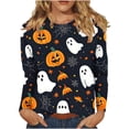 thumbnail image 2 of Heisall Womens Halloween Print T-Shirts Loose Round Neck Long Sleeve Pullover Casual Fashion Tops 2025 New Arrival, 2 of 5
