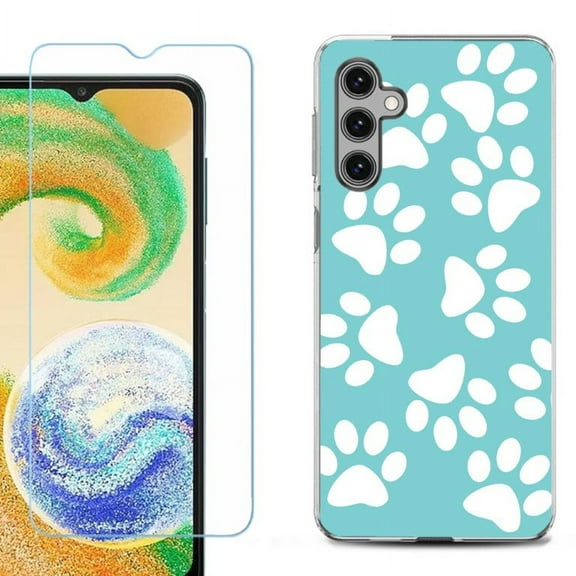 OneToughShield ® Compatible with Samsung Galaxy S24  S24 Plus, Shockproof Fashion Phone Case, with Tempered Glass Screen Protector - Pet Paw / Teal
