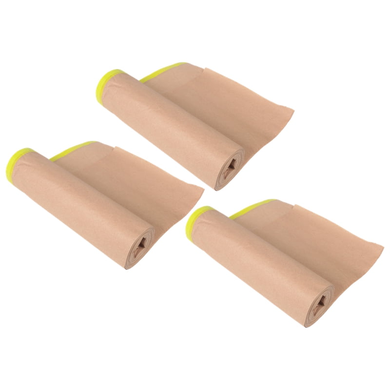 Pre-Taped Masking Paper for Painting, 18 Inchx50 Feet Paint Masking Paper, Tape and Drape Painters Paper, (3 Rolls)