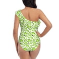 thumbnail image 5 of Salouo Cute Frogs Pattern One Shoulder Ruffled One Piece Swimsuit for Women V Neck Swimwear Tummy Control Bathing Suit-Large, 5 of 6