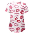 thumbnail image 3 of Wrcnote Valentine Print Scrub Tops for Women Short Sleeve Nurse Uniform V Neck Tunic Pockets T Shirt Blouse, 3 of 3