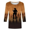 thumbnail image 5 of Aboser Western Cowboy Tops for Women Trendy 3/4 Sleeve Printed Shirts Plus Size Casual T Shirt Funny Round Neck Tunic Top Cozy Soft Pullover Blouses, 5 of 6